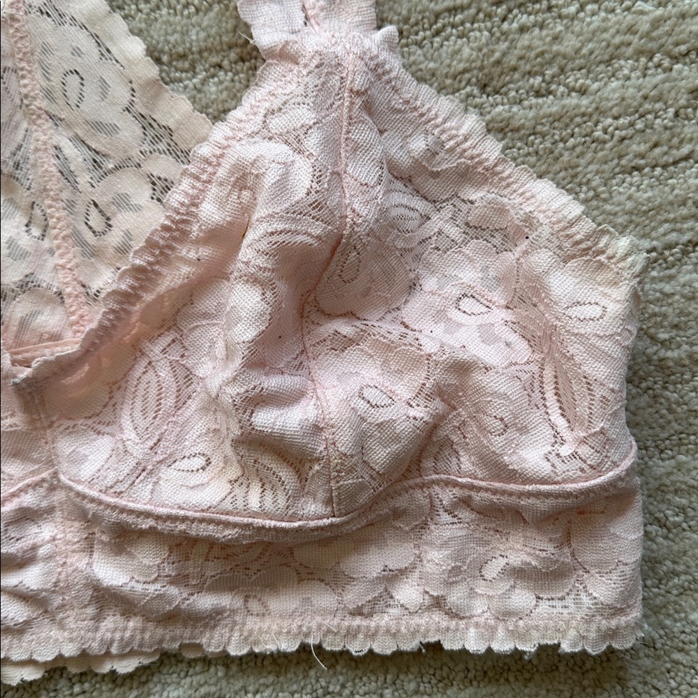 Intimately Free People Racerback Bralette Women's Lace Galloon Size Small Pink - Picture 5 of 15